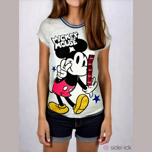 Toddler Girls' Mickey Mouse Ringer Short Sleeve Graphic T-Shirt - Cream